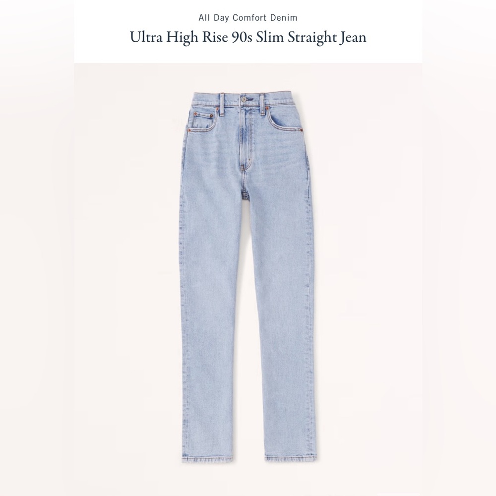Abercrombie’s & Fitch ultra high rise 90’s straight slim jean.